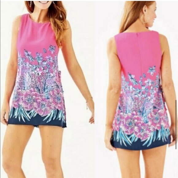 NWT Lilly Pulitzer Donna Pink Tropics Romper - Picture 1 of 4